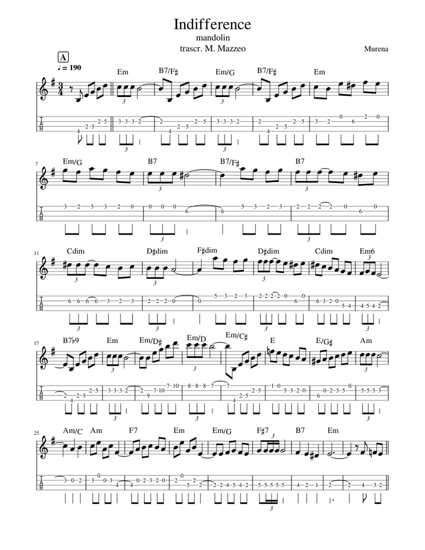 Indifference accordion sheet music online