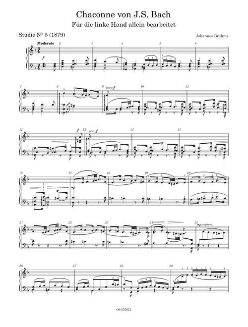 Chaconne von J.S. Bach - Johannes Brahms