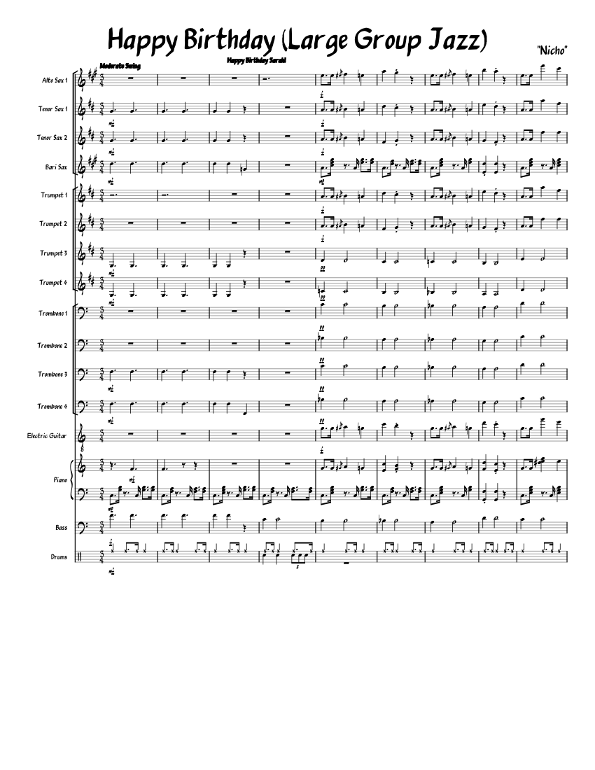 Jazzy happy birthday alto sax top