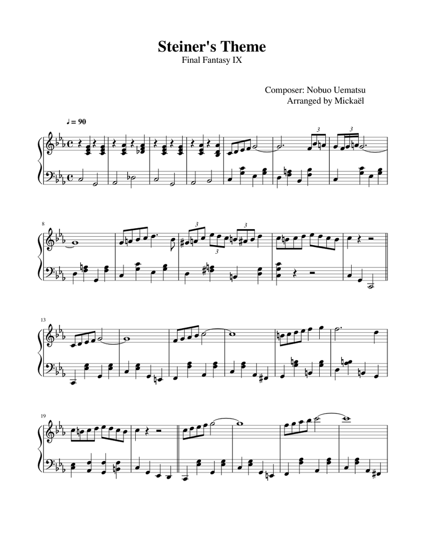 ☆ファイナルファンタジーIX - Melodies of Life ピアノ譜pdf- 香港ポップピアノ協会 無料PDF楽譜ダウンロード gakufu ☆