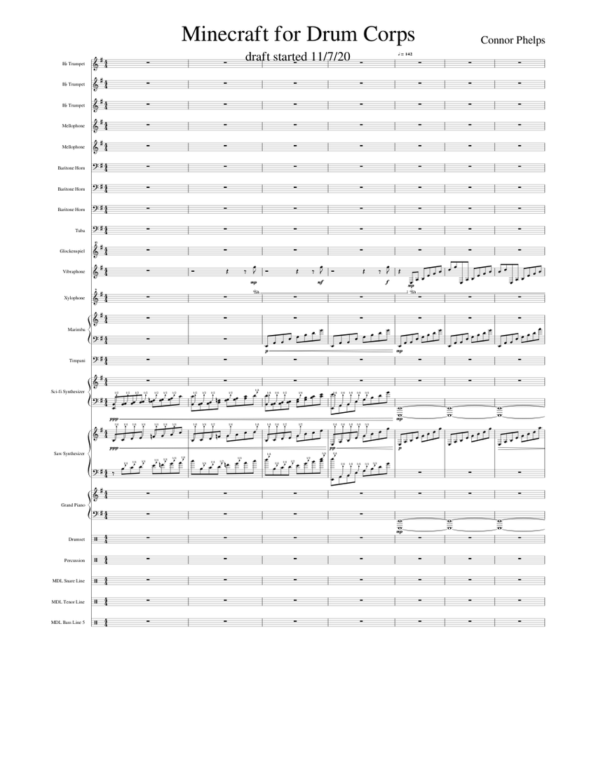 Minecraft for Drum Corps [WIP] Sheet music for Piano, Tuba, Mellophone ...