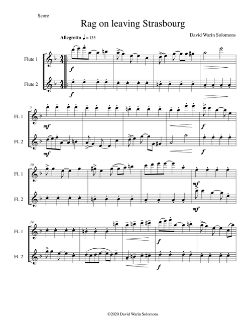 Strasbourg Rag for 2 flutes - David Warin Solomons (Flute Solo)