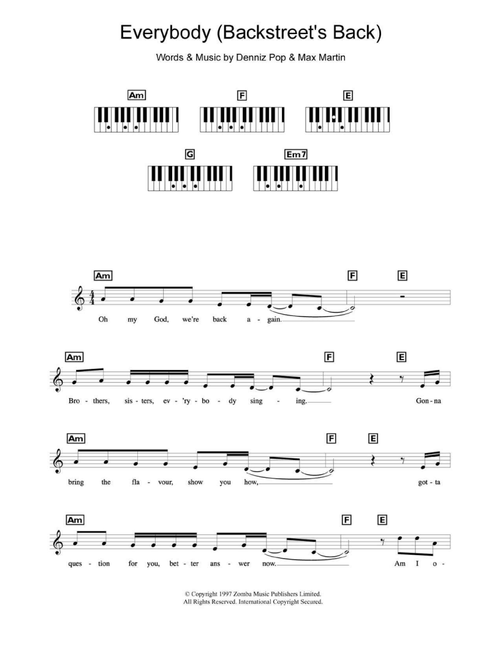 Everybody (Backstreet's Back) - Backstreet Boys (Piano Chords-Lyrics)