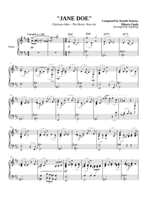 JANE DOE – Kenshi Yonezu (米津 玄師) Sheet Music for Piano
