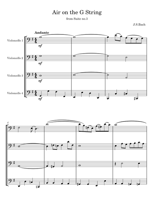 AIR (On the G String) - For Concert Band - J S Bach, G F Handel, W A Mozart