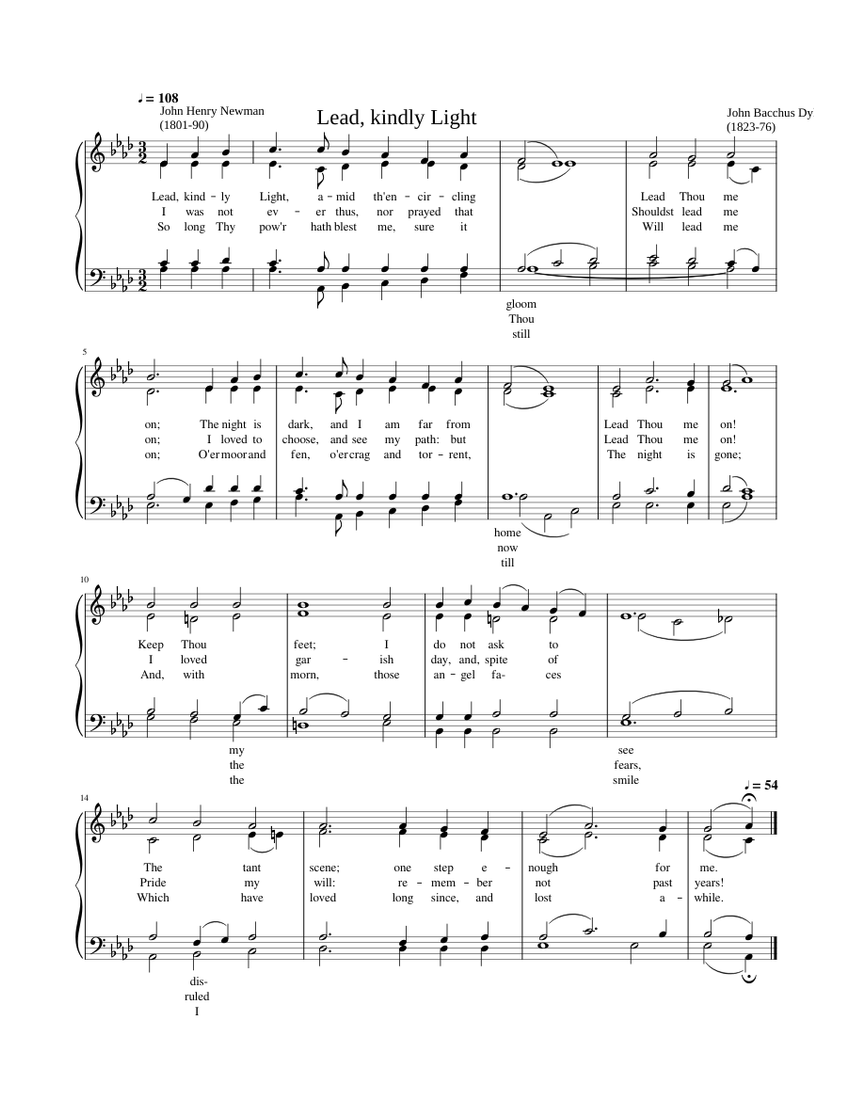 Lead, kindly light John Bacchus Dykes Sheet music for Woodwinds group