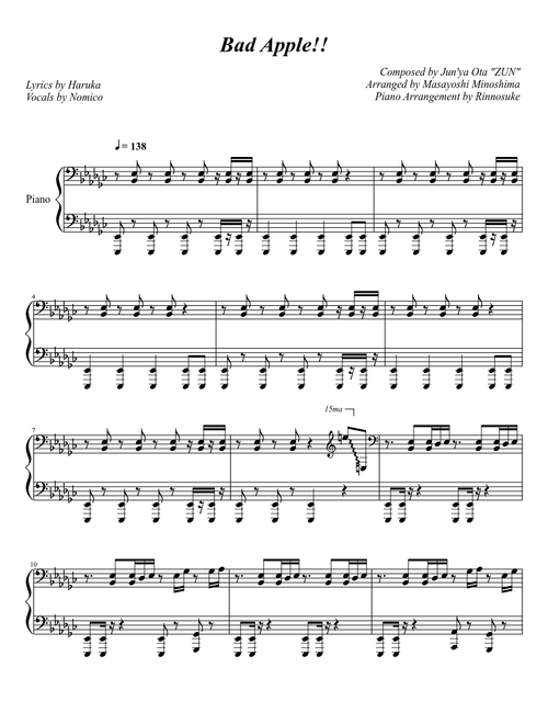 Piano Arrangement: Bad Apple!! ft. nomico