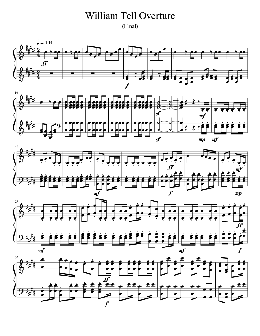 William Tell Overture Sheet music for Piano (Solo) Musescore com