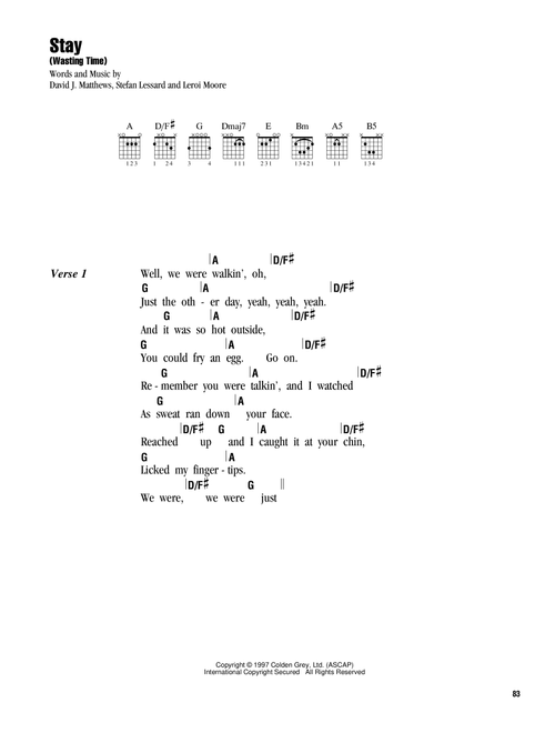 Stay (Wasting Time) - Dave Matthews Band (Guitar Chords-Lyrics)