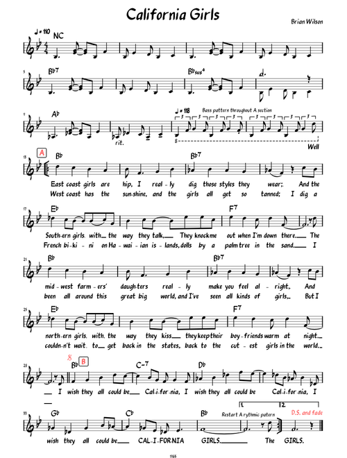 California Girls -- (Lead sheet with lyrics )