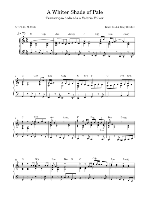 A Whiter Shade of Pale (Piano) – Arr. T. M. M. Costa