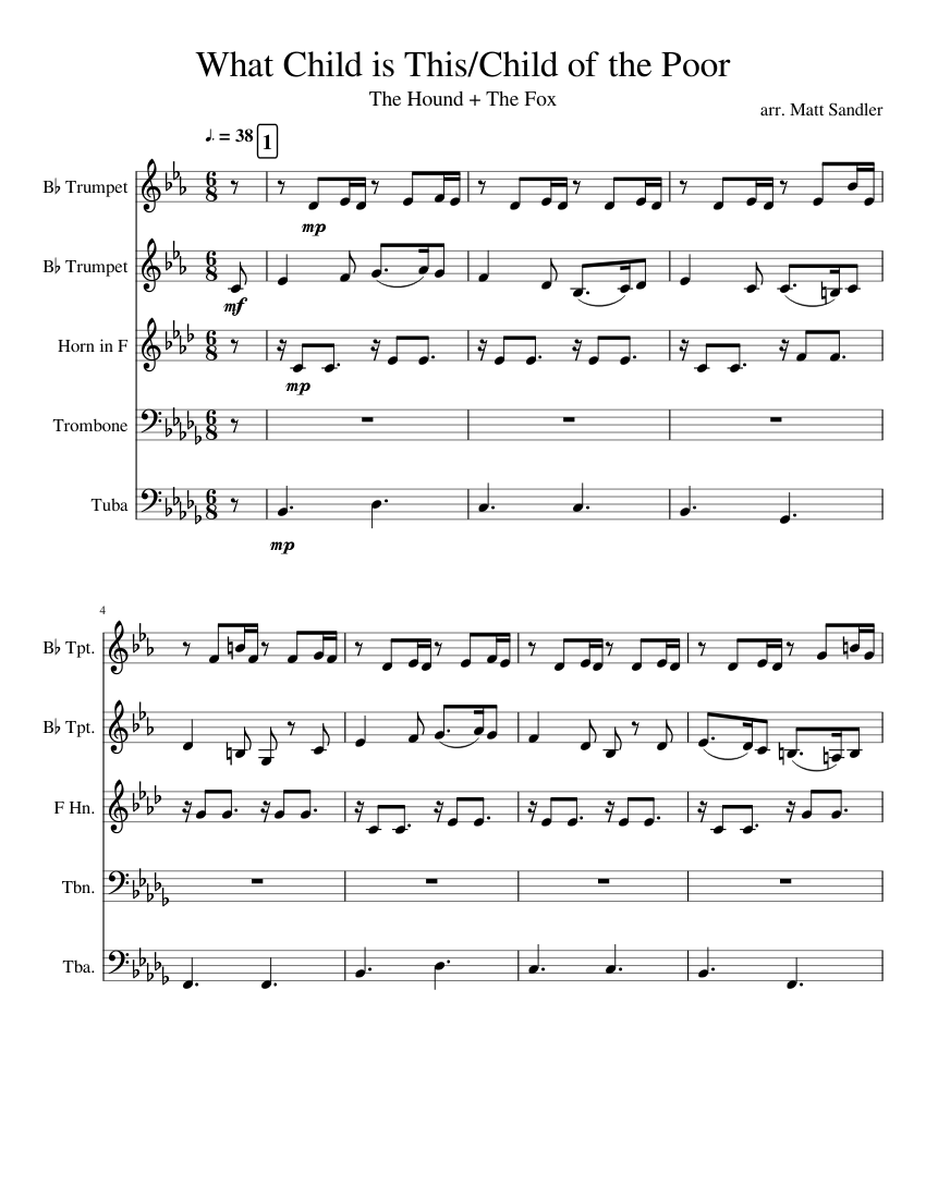 What Child is This/Child of the Poor Sheet music for Trombone, Tuba