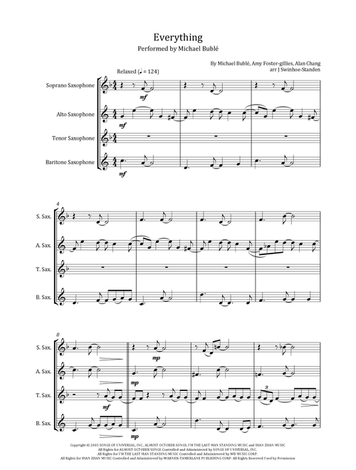 Everything (Arr. J Swinhoe-Standen) - Michael Buble (Woodwind Ensemble)