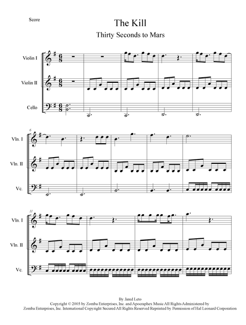 The Kill (Bury Me) (Arr. Sergio Umbarila) - 30 Seconds To Mars (String Ensemble)