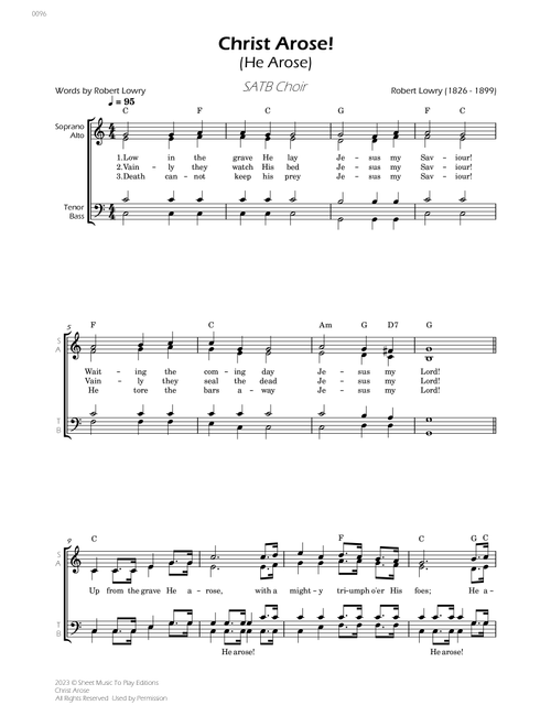 Christ Arose (He Arose) - SATB Choir - W/Chords (Arr. César Madeira) - Robert Lowry (Choral, SATB)