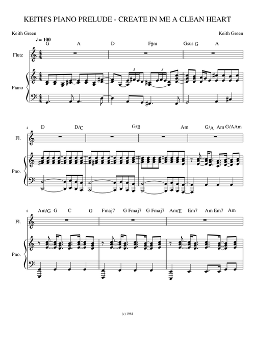 KEITH'S PIANO PRELUDE --- CREATE IN ME A CLEAN HEART