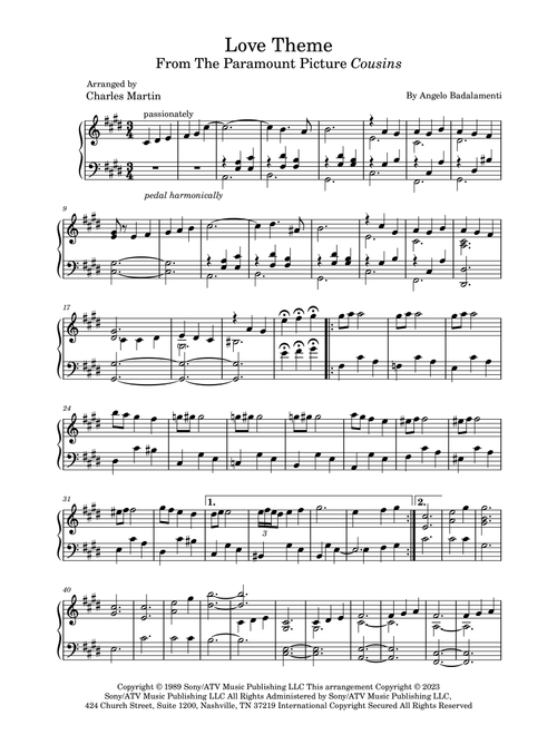 Cousins (love Theme) (Arr. Charles Martin) - Angelo Badalamenti (Piano Solo)