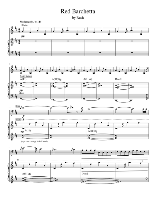 Red Barchetta for Piano