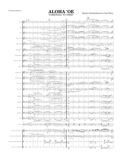 "Aloha 'Oe" for Concert band