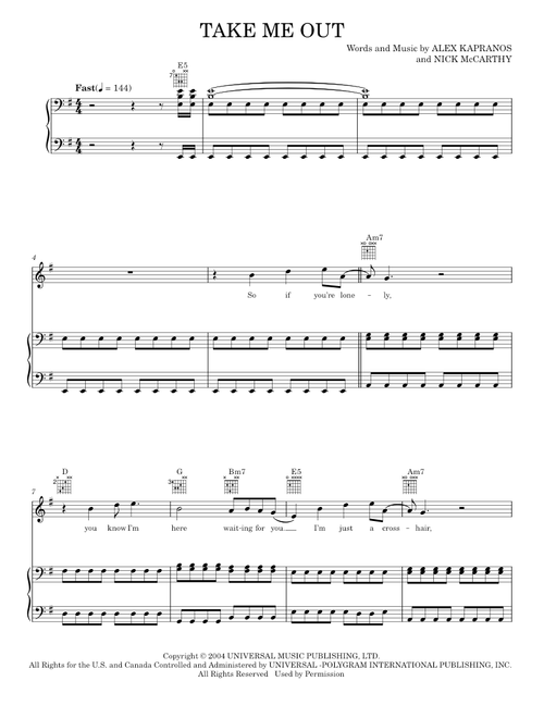 Take me out - Franz Ferdinand (Piano-Vocal-Guitar)