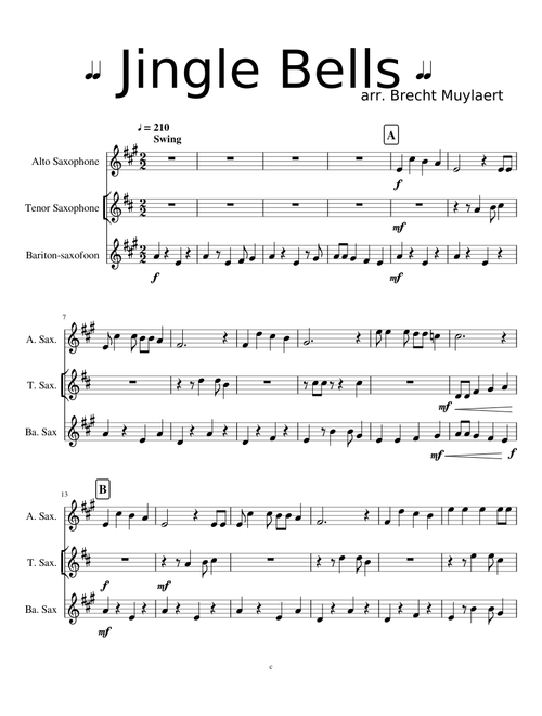 jazz Jingle bells for sax trio