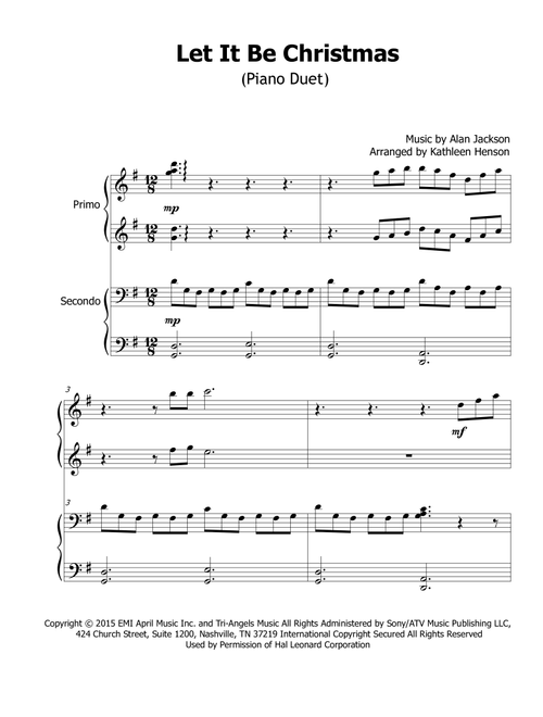 Let It Be Christmas (Arr. Kathleen Henson) - Alan Jackson (Piano Duet)