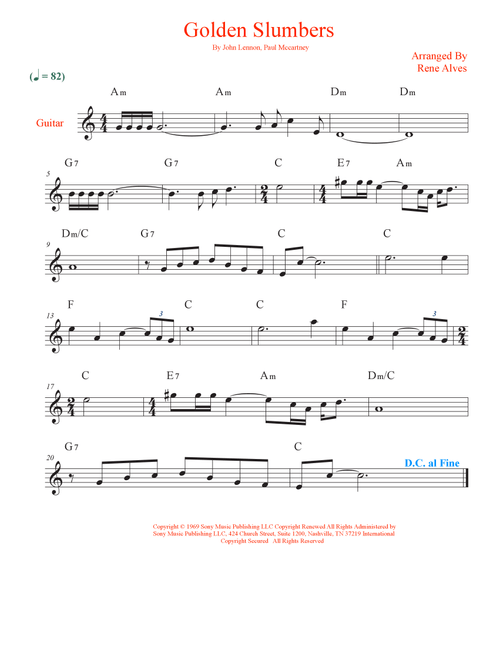 Golden Slumbers (Arr. Rene Alves) - The Beatles (Guitar and Piano)