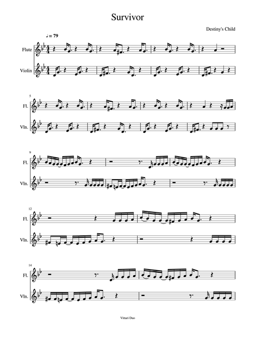 Survivor (Arr. Vittari Duo, Nia Squirrell) - Destiny's Child (Instrumental Duet)