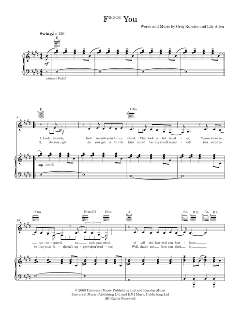 Fuck you - Lily Allen (Piano-Voice-Guitar)