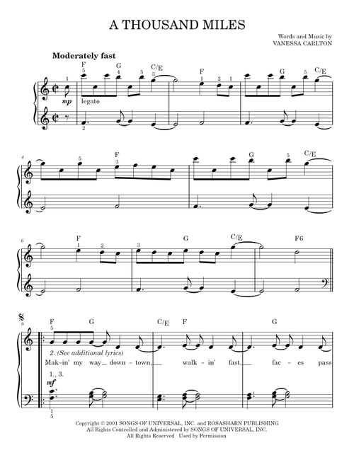 A thousand miles - Vanessa Carlton (Easy Piano)
