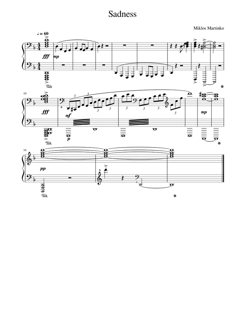 Sadish Notes.pdf Sadness Sheet Music for Piano (Solo) easy | MuseScore.com