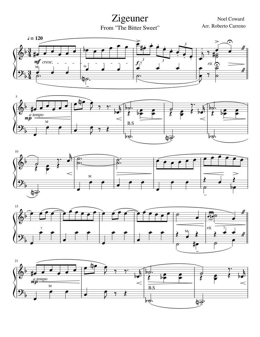 Zigeuner Sheet Music for Accordion (Solo) | MuseScore.com
