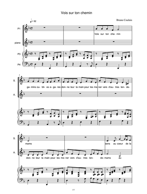 Vois Sur Ton Chemin (Arr. Bruno Coulais) - Christophe Barratier (Piano Vocal)
