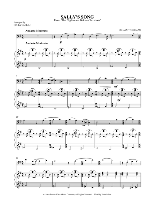 Sally's Song (Arr. S Carlile) - Danny Elfman (Cello and Piano)