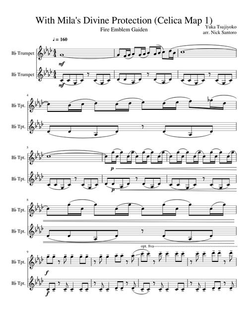 With Mila's Divine Protection (Celica Map 1) Trumpet Duet