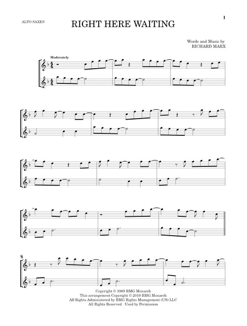 Right Here Waiting - Richard Marx (Alto Saxophone Duet)