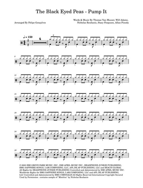 Pump It (Arr. The Ninja) - The Black Eyed Peas (Drums)