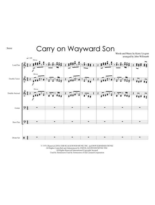 Carry On Wayward Son (Arr. John Willmarth) - Kansas (Steel Drum Band)