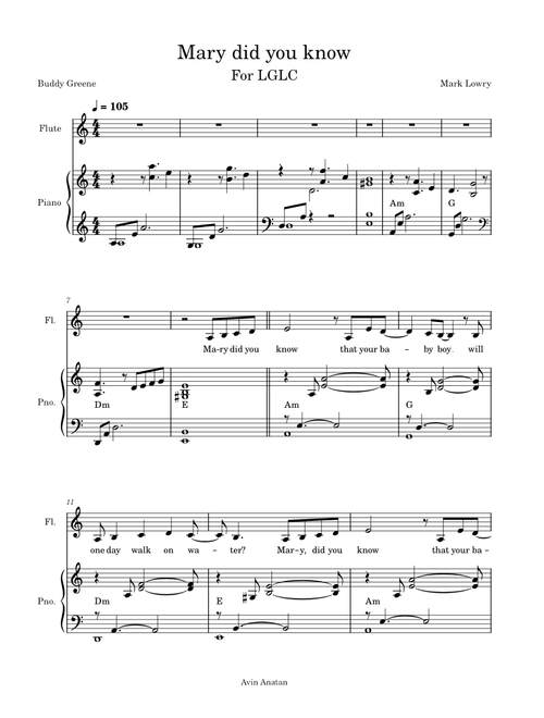 Mary, Did You Know? – Words and music by Mark Lowry and Buddy Greene