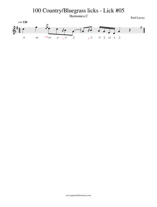 100 Country Bluegrass licks - Lick 05 - Harmonica C