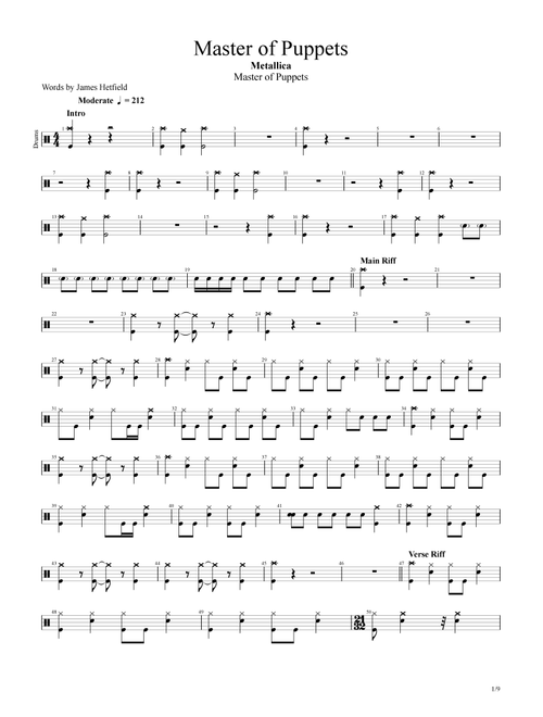 Master Of Puppets (Arr. Hugo Neves) - Metallica (Drums)