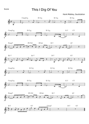 This i dig of you – Hank Mobley Sheet Music with Chords for Piano ...