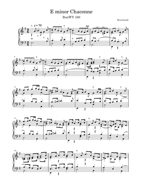 Chaconne in E minor, BuxWV 160 – Dietrich Buxtehude Buxtehude E minor Chaconne