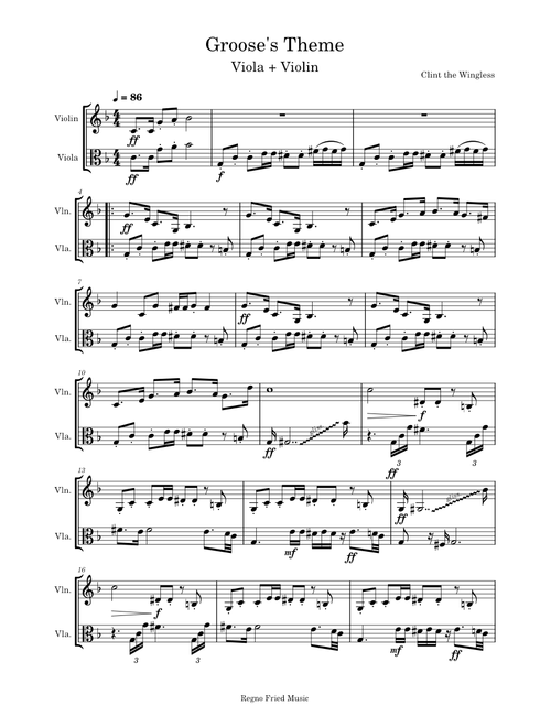 Groose's Theme – Takeshi Hama Groose's Theme for Violin and Viola