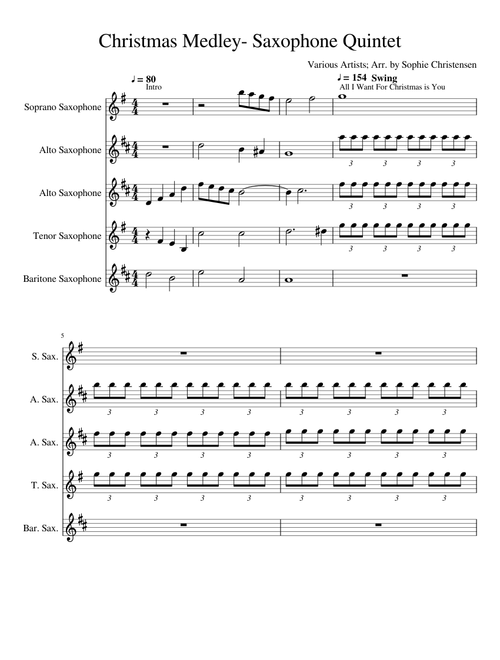Christmas Medley- Saxophone Quintet