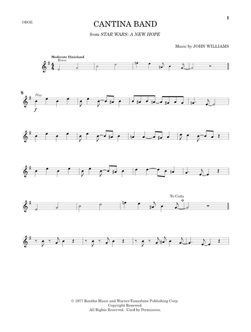 Cantina Band (from Star Wars: A New Hope) - John Williams (Oboe Solo)
