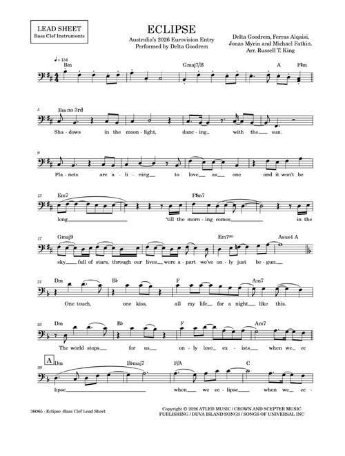Eclipse (Arr. RUSSELL T. KING) - Ferraz, Delta Goodrem, Jonas Myrin (Lead Sheet - Fake Book)