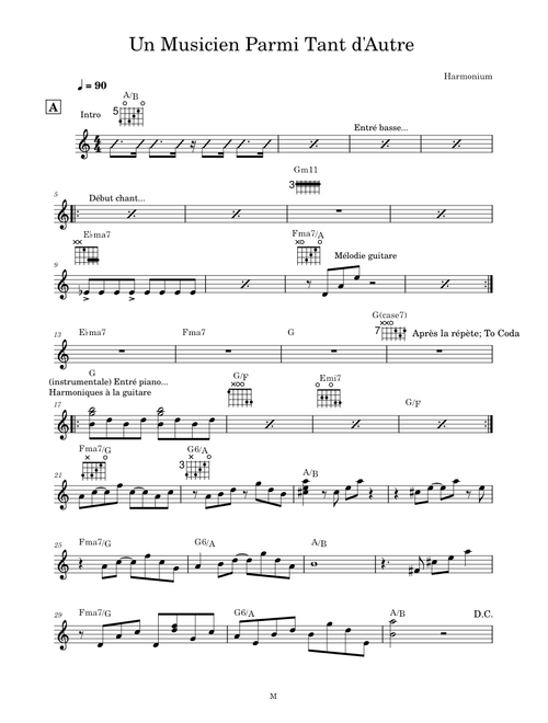 Un Musicien Parmi Tant d'Autre - Harmonium