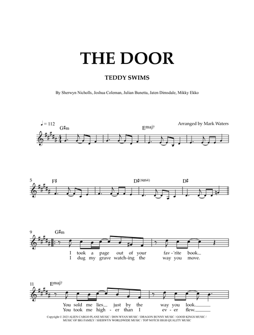 The Door (Arr. Mark Waters) - Teddy Swims (Lead Sheet - Fake Book)