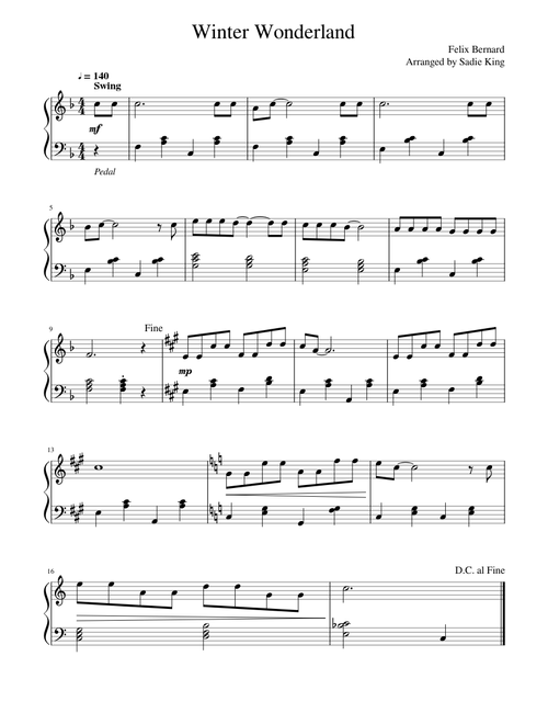 Winter Wonderland - Easy Piano